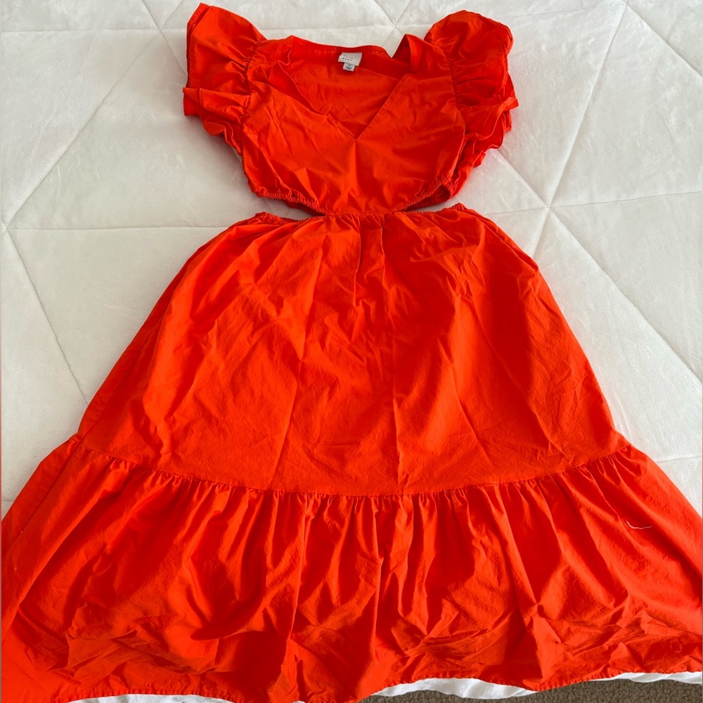 XS Bright Orange Cut-out Maxi Dress